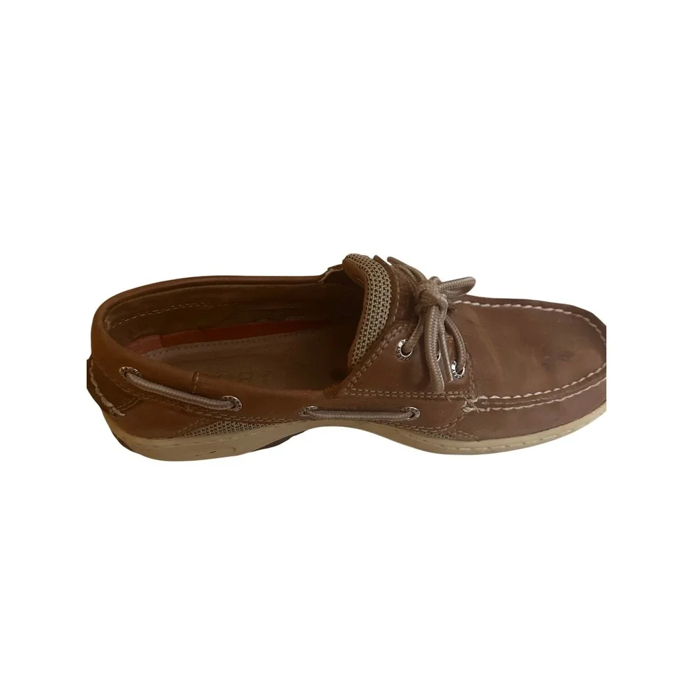 Sperry‎ Top-Sider Mens Tan Leather Mesh Boat Shoes Loafers Nautical Classic